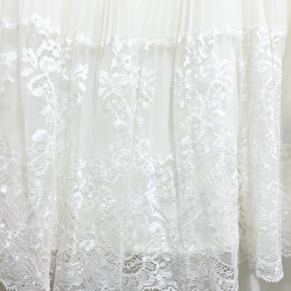 Divided Beautiful Pleated Lace Chiffon Skirt White Black 6 - Picture 9 of 9